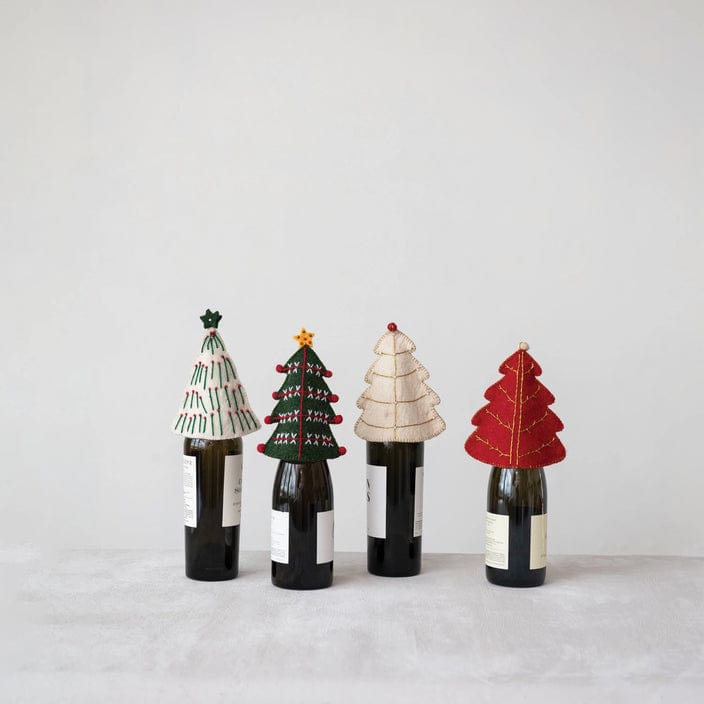 Creative Co-Op Creative Co-op Handmade Wool Felt Tree Bottle Topper, Available in 4 Colors - Little Miss Muffin Children & Home