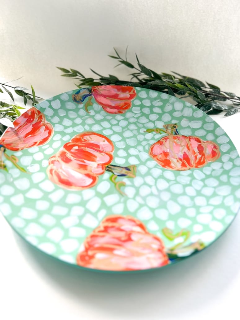 Jessica Reynolds Art Mint Pumpkin Platter - Little Miss Muffin Children & Home