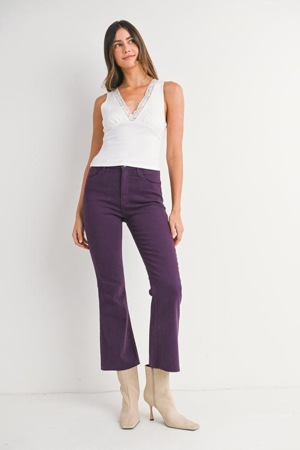 Just Black Just Black Denim High Rise Crop Flare in Purple - Little Miss Muffin Children & Home