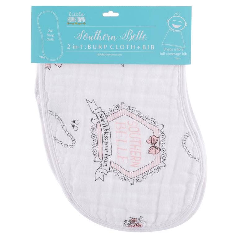 Little Hometown Southern 2 In 1 Burp Cloth And Bib - Little Miss Muffin Children & Home
