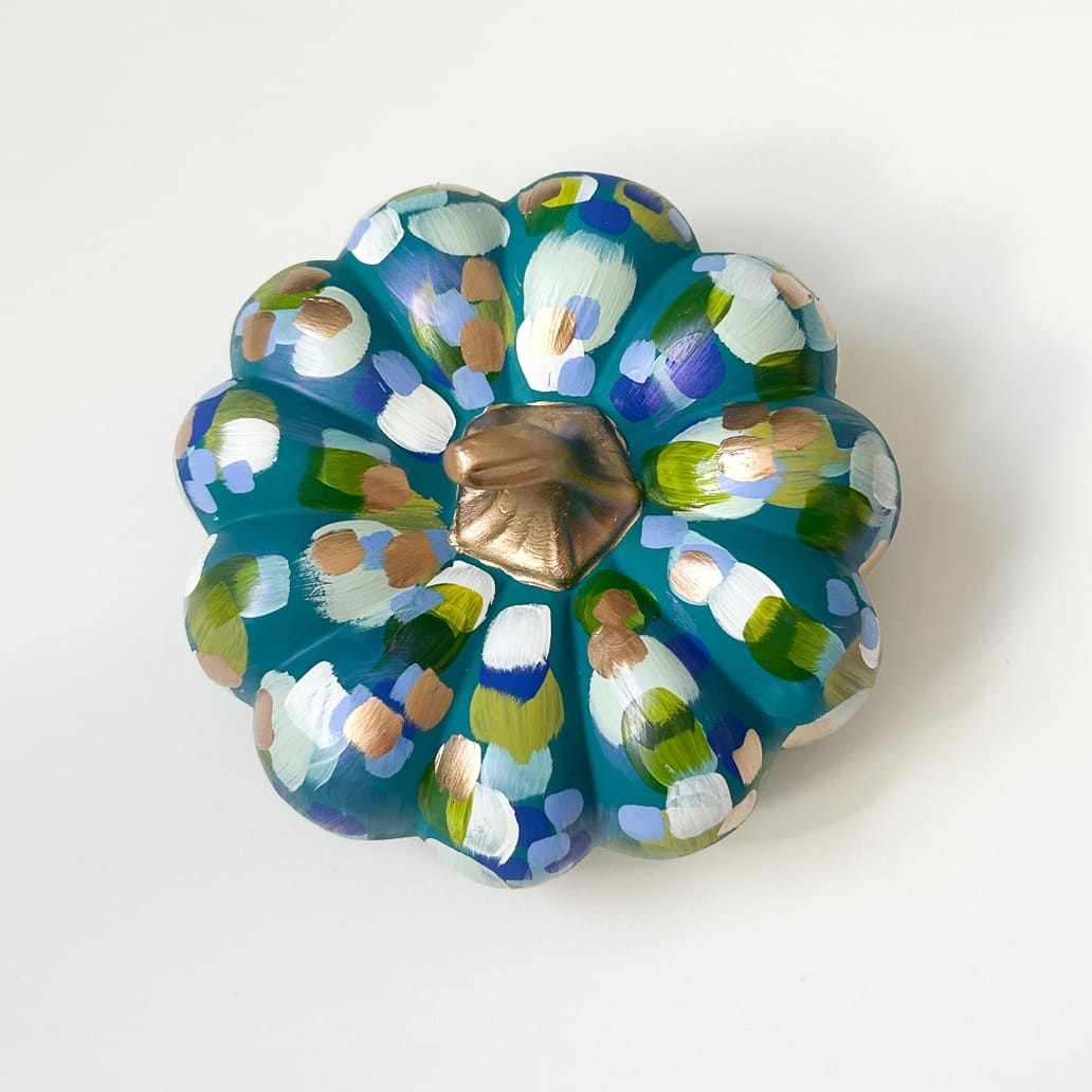 Jessica Reynolds Art Blues & Gold Pumpkin - Little Miss Muffin Children & Home