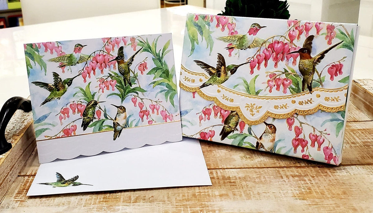 For Arts Sake/Gotham City Online LLC For Arts Sake Hummingbird Embossed, Die-Cut Boxed Portfolio Note Card Set - Little Miss Muffin Children & Home