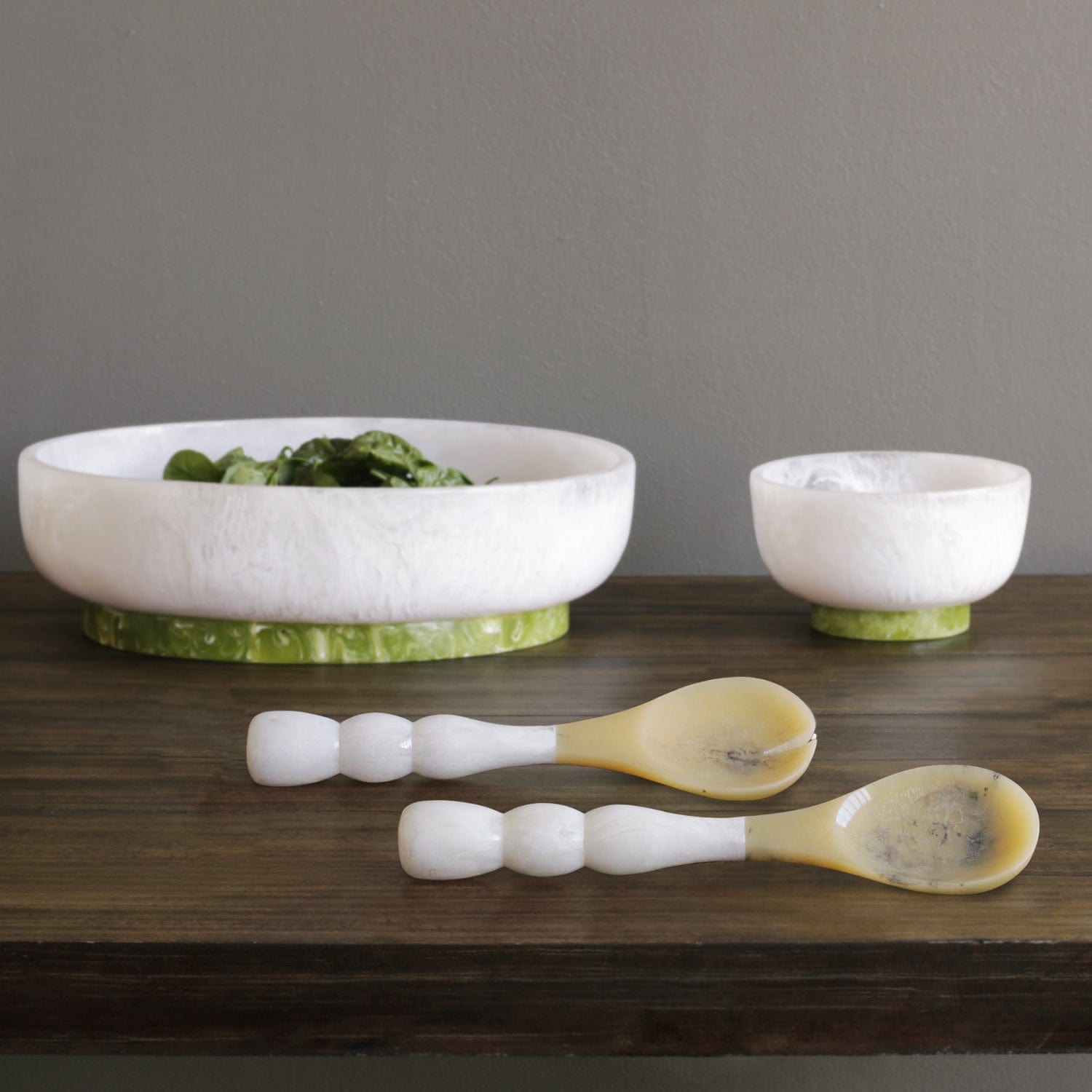 Beatriz Ball Beatriz Ball Vida Resin Large Oval Bowl with Base, White and Green - Little Miss Muffin Children & Home