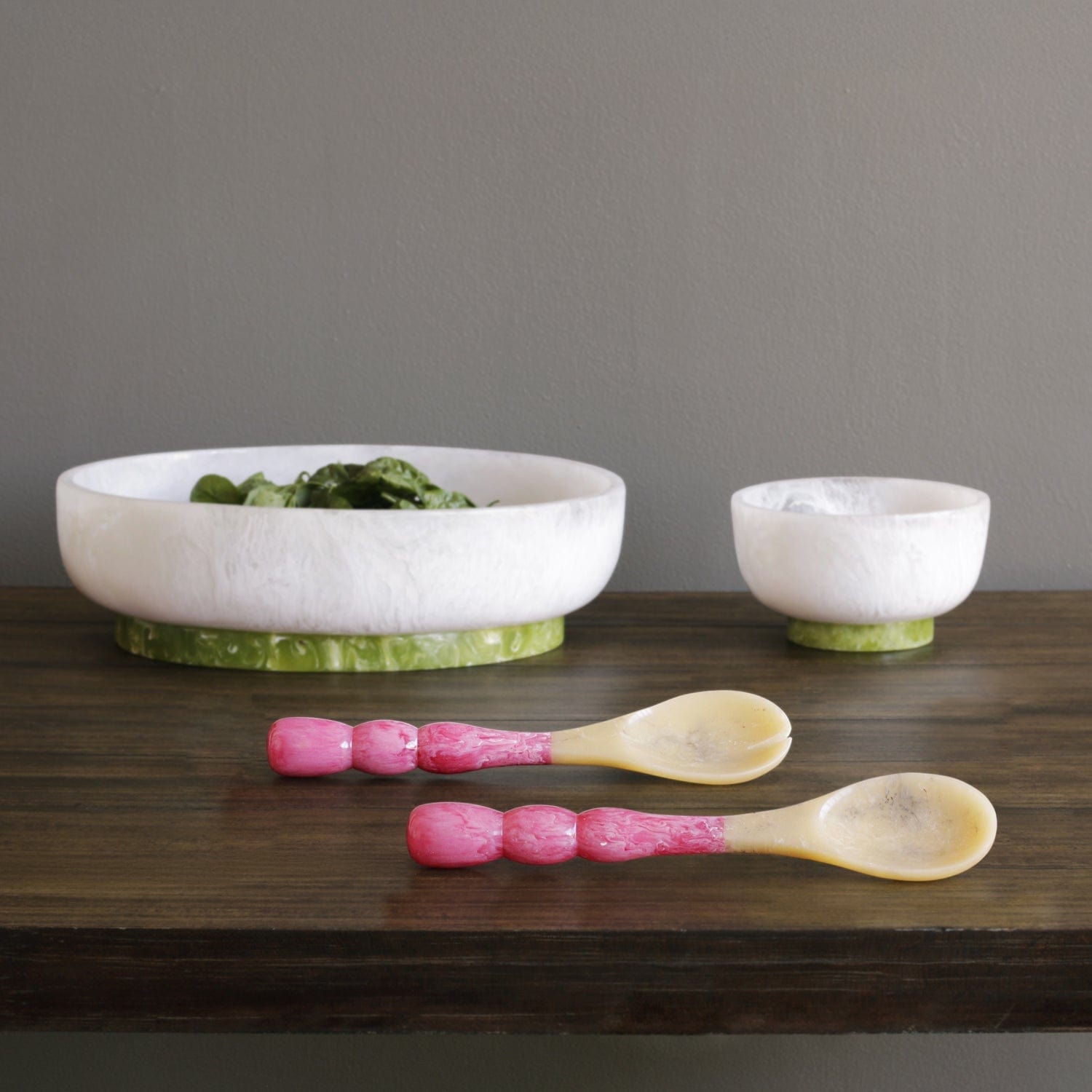 Beatriz Ball Beatriz Ball Vida Resin Large Oval Bowl with Base, White and Green - Little Miss Muffin Children & Home