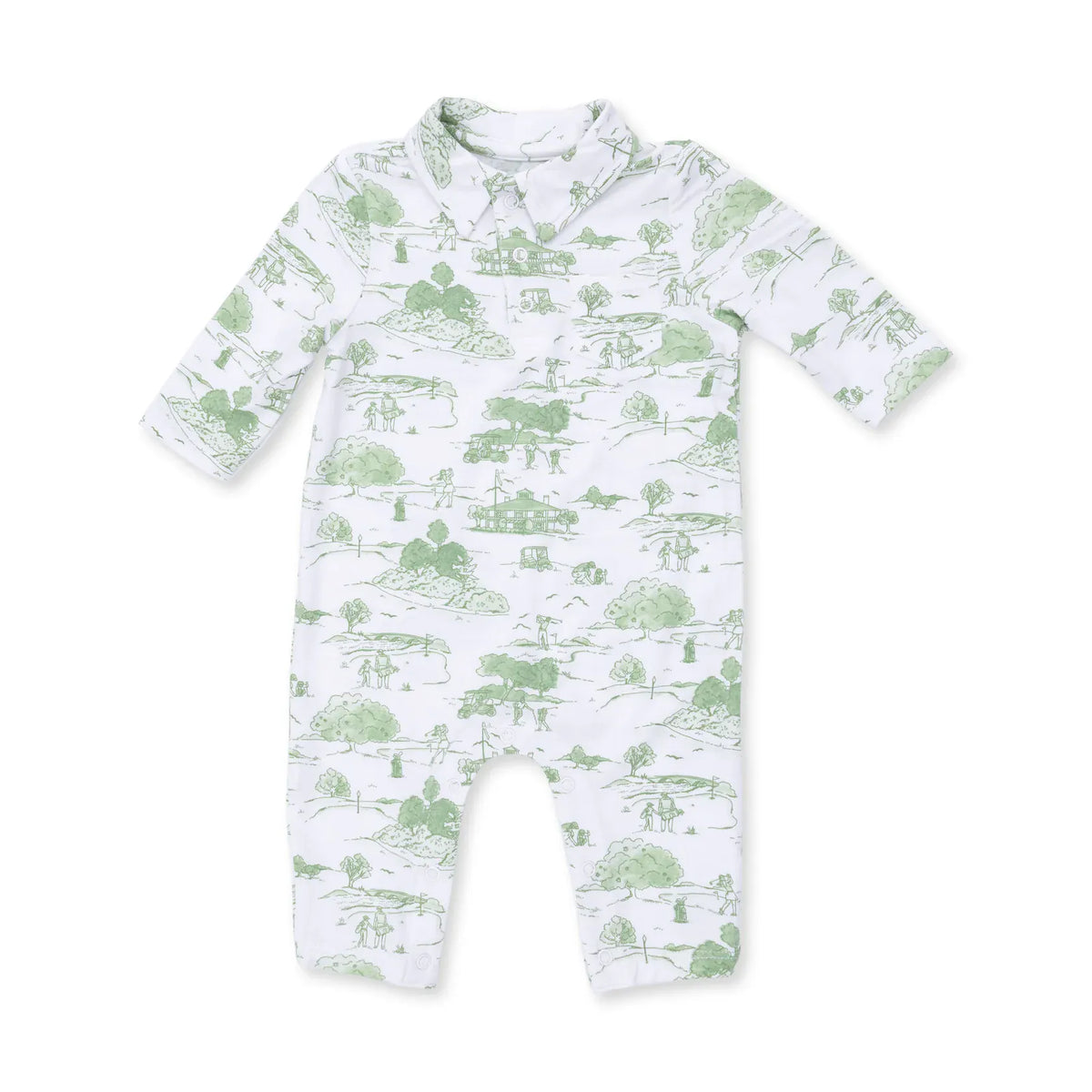 Angel Dear Golf Toile Green Polo Romper - Little Miss Muffin Children & Home