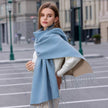 blue fringe shawl