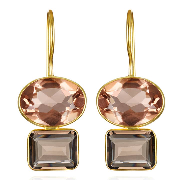 Double Valencia Champagne & Smoky Earrings