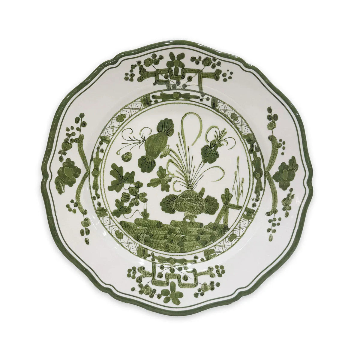 Vida Faenza 11" White & Green Dinner Plate Set of 4