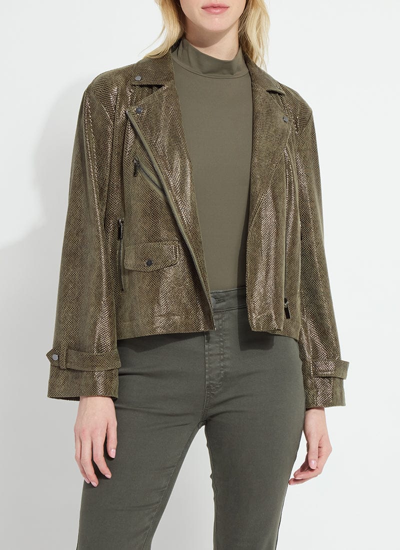 Lysse Emory Vegan Suede Moto Jacket in Woodland Snake - Little Miss Muffin Children & Home