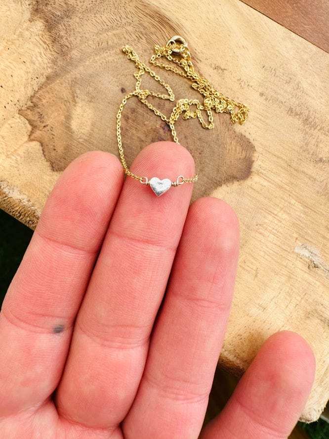 Notions of Lovely Notions of Lovely 16” Pixie Heart Necklace 14k Gold Fill & Fine Silver - Little Miss Muffin Children & Home