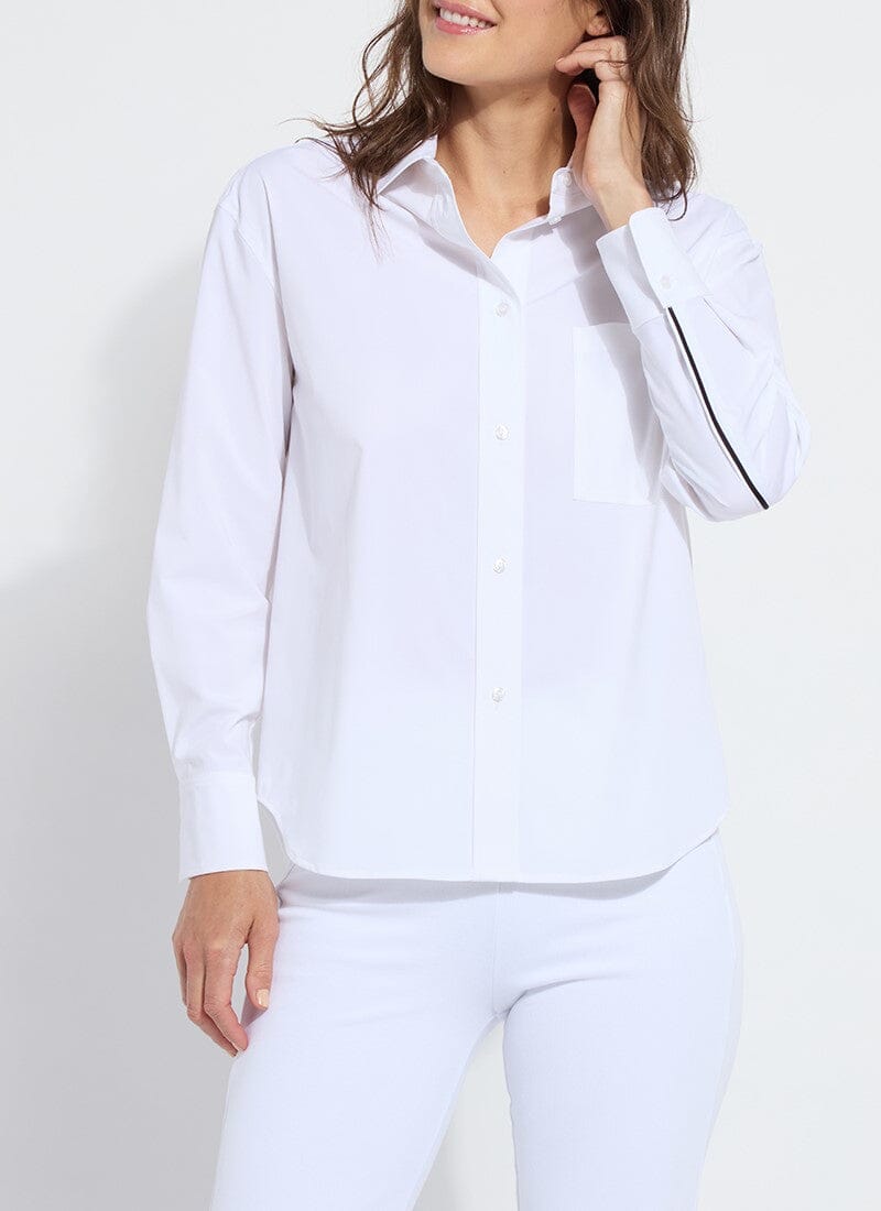 Lysse Lysse Sofia Striped Cropped Shirt in White - Little Miss Muffin Children & Home