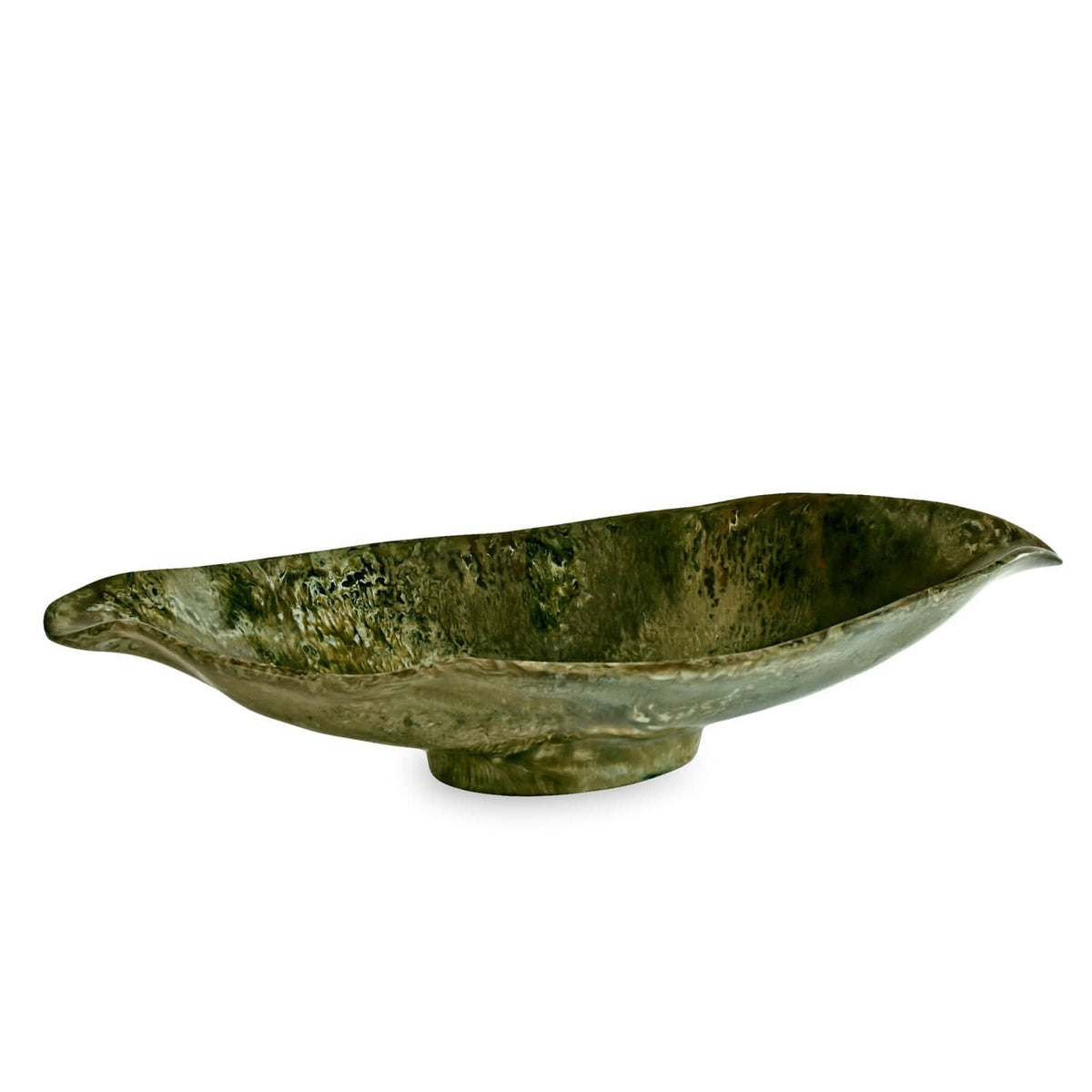 Resin Malachite Medium Oval Green Bowl