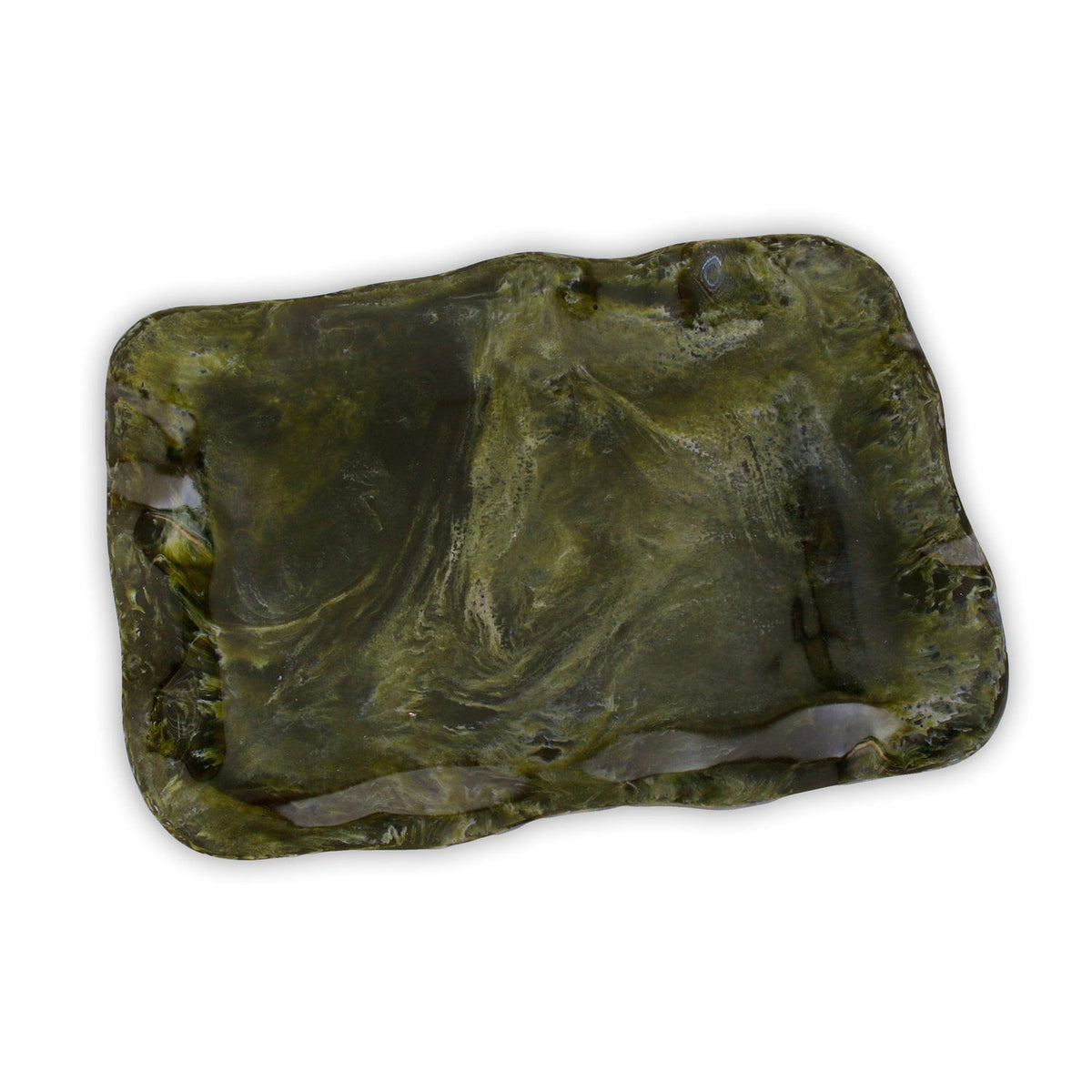 Resin Malachite Extra Large Rectangular Green Tray