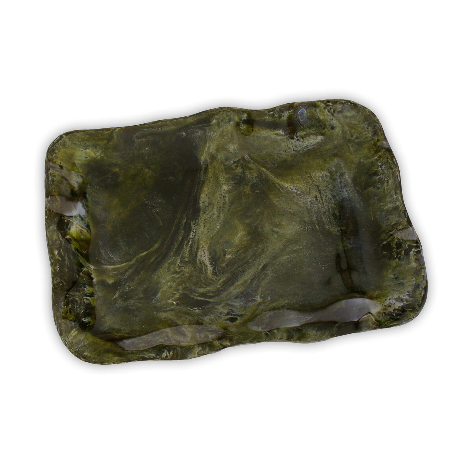 Resin Malachite Extra Large Rectangular Green Tray