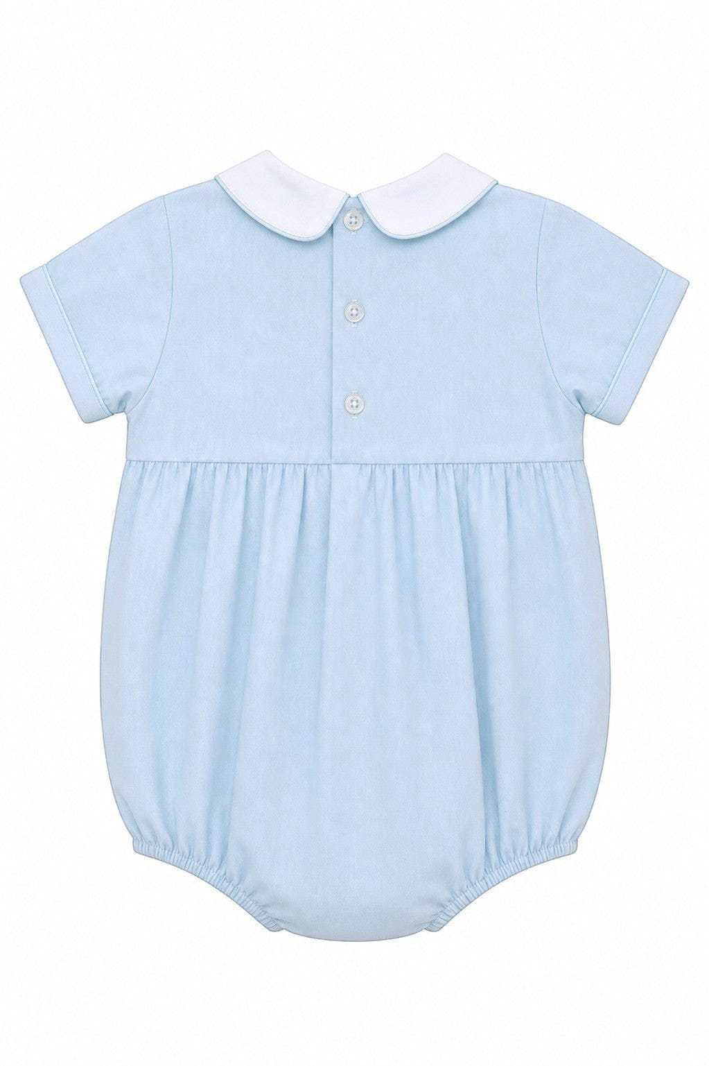 Boys Hand Smocked Light Blue Carousel Horse Classic Creeper Bubble Romper