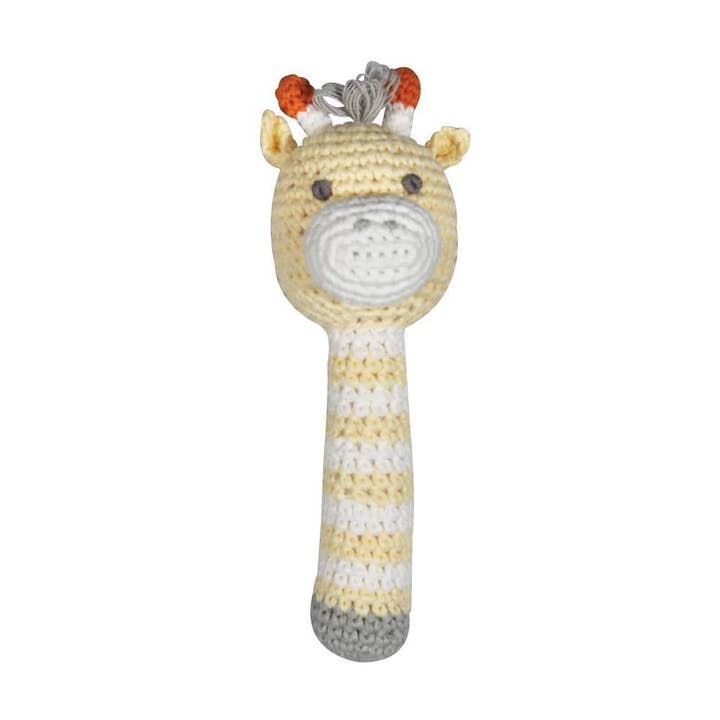 Petit Ami & Zubels Giraffe Crochet 6" Stick Rattle - Little Miss Muffin Children & Home