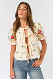 Lalavon Lalavon Tie Front Embroidered Top - Little Miss Muffin Children & Home