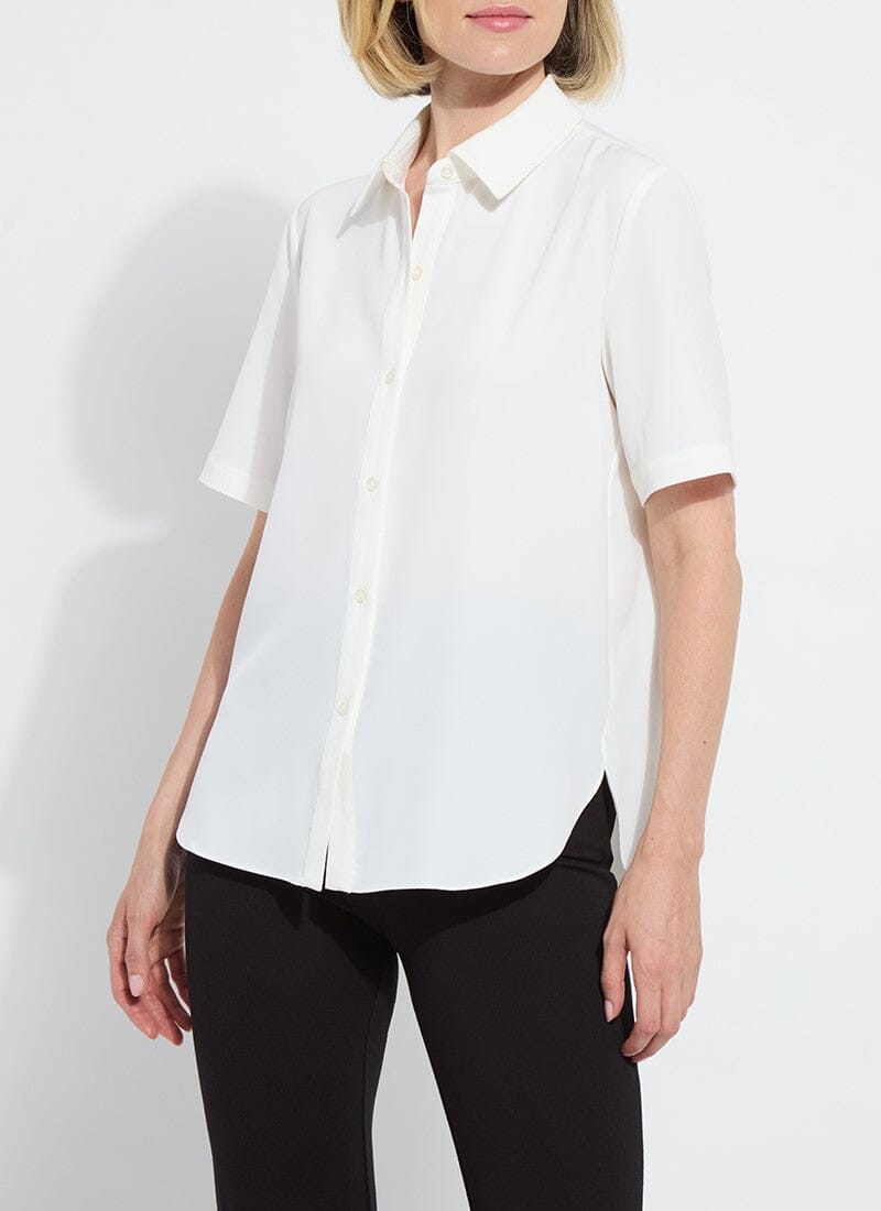 Lysse Lysse Short Sleeve Parker Button Down in Off White - Little Miss Muffin Children & Home