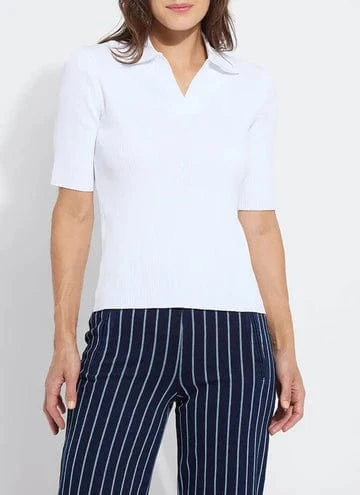 Lysse Lysse Kenzie Ribbed Knit Polo in White - Little Miss Muffin Children & Home