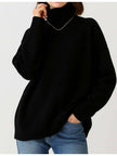 Sweetkama Black Oversized Turtleneck Knit Sweater - Little Miss Muffin Children & Home