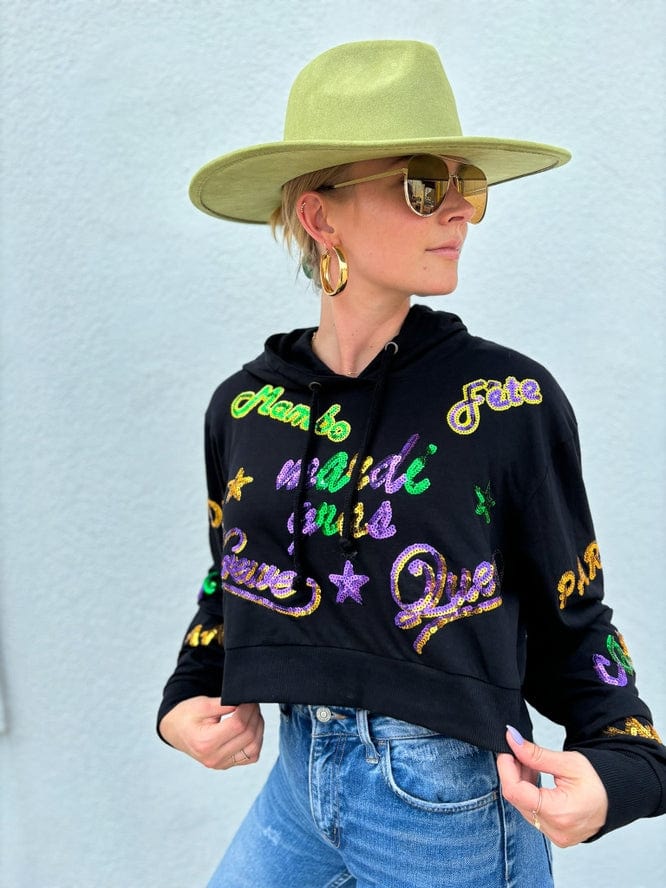 Mardi Gras Creations Mardi Gras Creations Mardi Explosion Crop Hoodie - Little Miss Muffin Children & Home