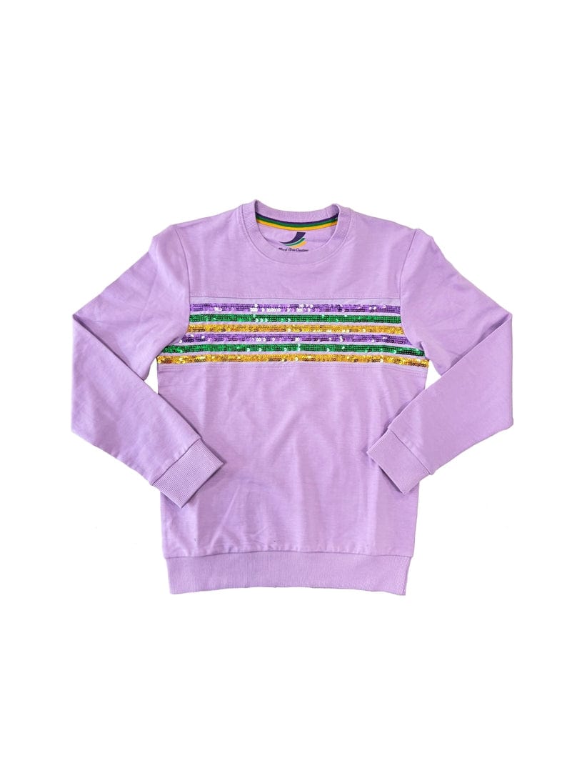 Mardi Gras Creations Mardi Gras Creations Youth Sequin Stripes French Terry Long Sleeve - Lavender - Little Miss Muffin Children & Home