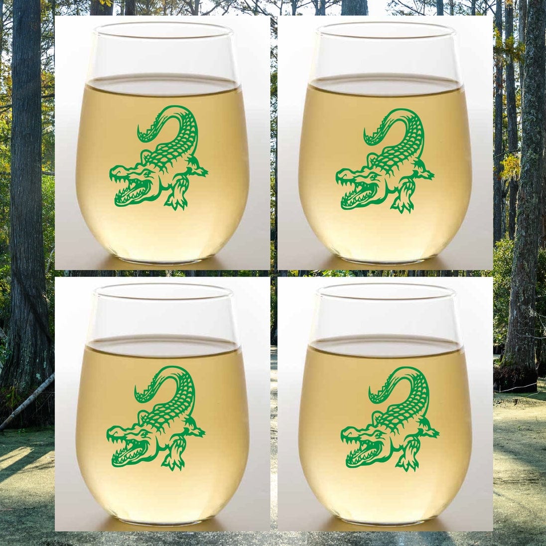 Wine-Oh! Gator Unbreakable Stemless Tritan Plastic Wine Glasses, Set of 4 - Little Miss Muffin Children & Home