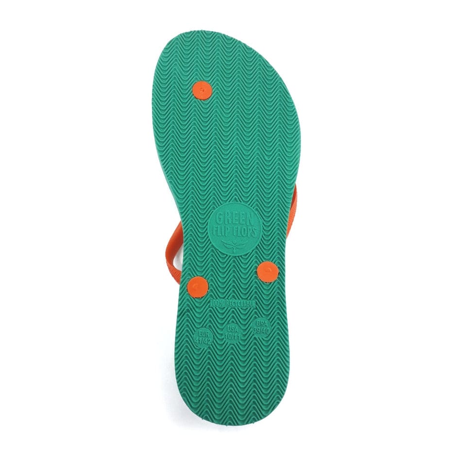 Green Flip Flops Green Flip Flops Women's Sustainable Flip Flops Emerald with Orange Straps - Little Miss Muffin Children & Home