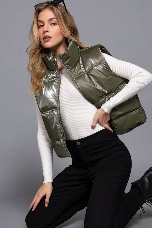 Active Basic Active Basic High Neck Zip-up Vest in Olive - Little Miss Muffin Children & Home