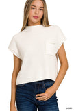 Vanilla Monkey Vanilla Monkey Mock Neck Short Sleeve Sweater in Ivory - Little Miss Muffin Children & Home