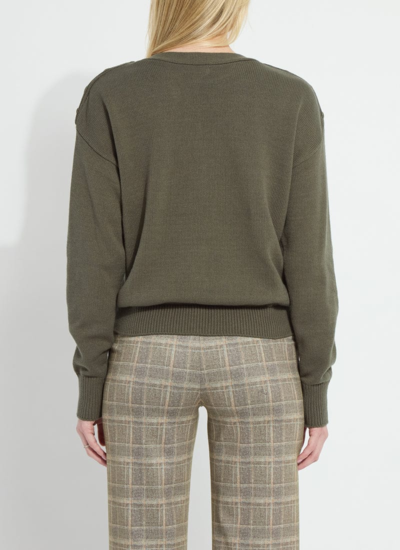 Lysse Adelaide Button Trim Pullover Sweater in Mosswood