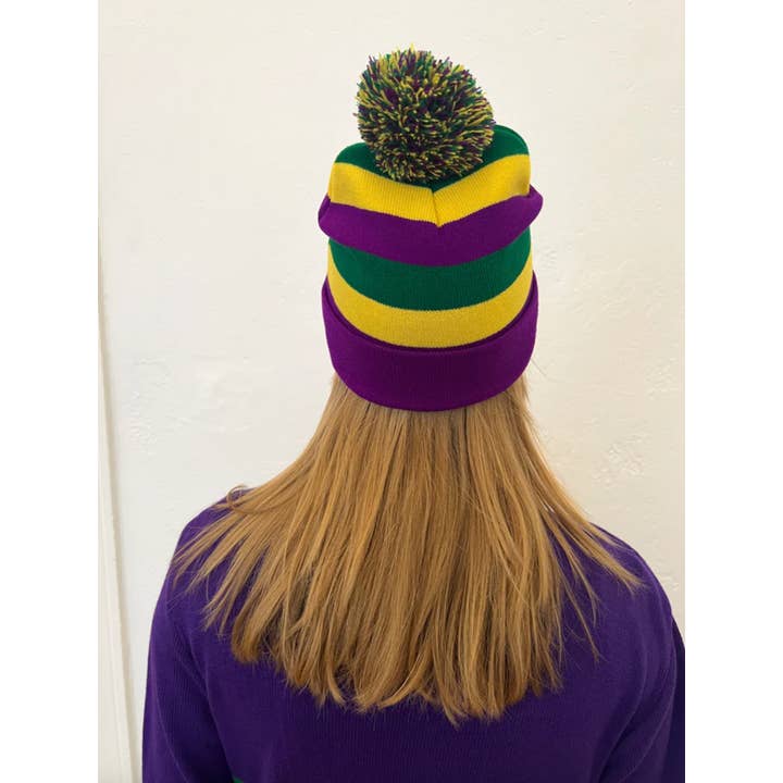 Mardi Gras Creations Adult Rugby Beanie with Pom Pom - Little Miss Muffin Children & Home