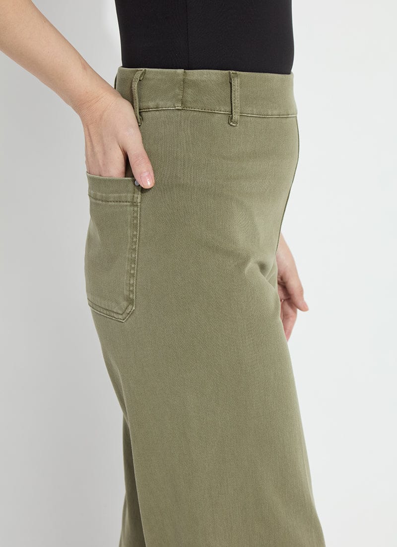 Erin High Waist Wide Leg Denim in Antique Wash Smoked Green