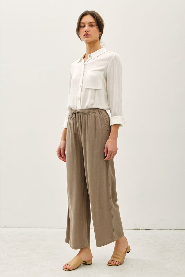 Be Cool Be Cool Linen Blend Cropped Wide Leg Pants in Khaki - Little Miss Muffin Children & Home
