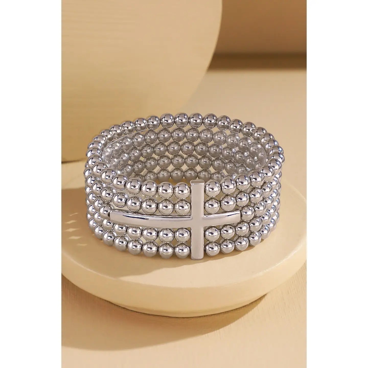 5-Layer Beaded Cross Stretch Bracelet