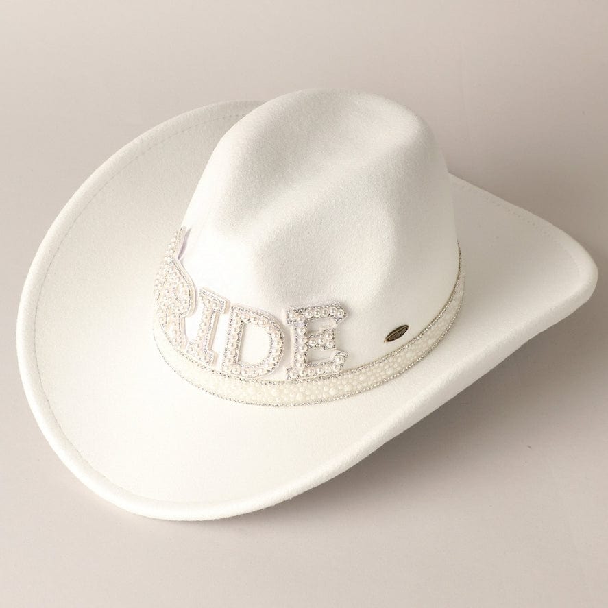 Fashion City Vegan Felt-Made BRIDE Pearl Cowboy Hat - Little Miss Muffin Children & Home