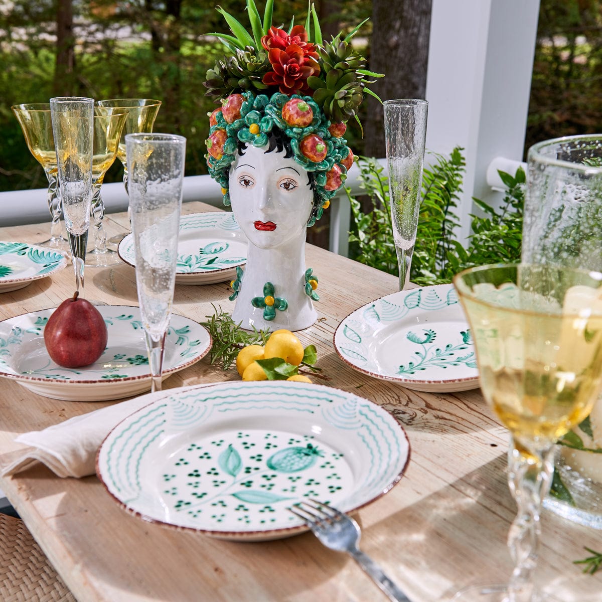 Abigail's Home Decor Casa Nuno Green and White Dinner Plate, 3 Flowers/Vines - Little Miss Muffin Children & Home