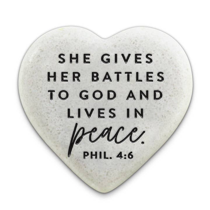 Scripture Heart Stone with Verse: Phil. 4:6 Peace