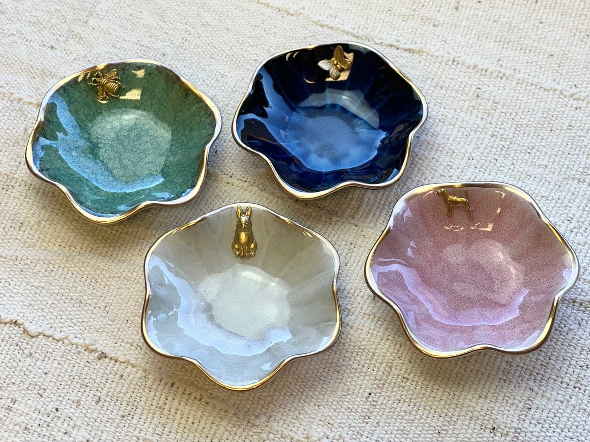 Ten Twenty Six Designs Ten Twenty Six Designs Lotus Flower Ceramic Dish with Bee - Little Miss Muffin Children & Home