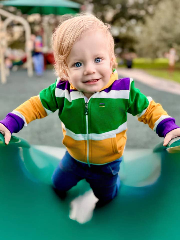 Mardi Gras Creations Thick Stripe Rugby Toddler Zip Up Hoodie - Little Miss Muffin Children & Home