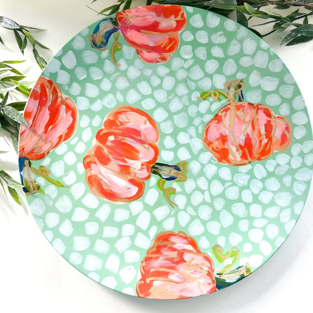 Jessica Reynolds Art Mint Pumpkin Platter - Little Miss Muffin Children & Home