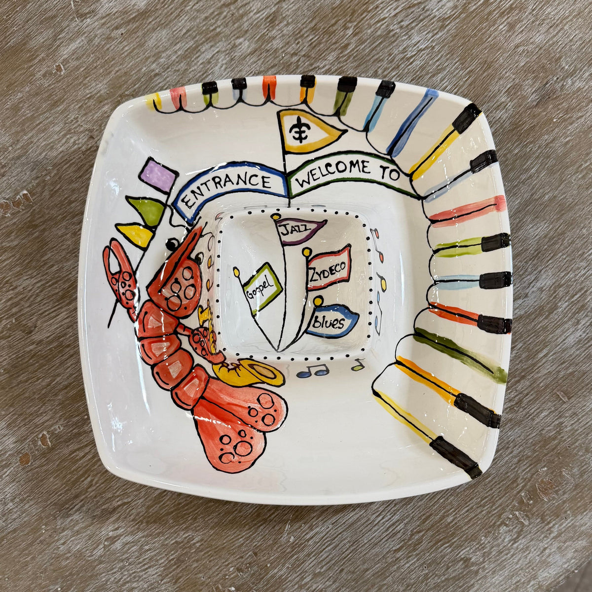 Jan Salzer Art Jazz Fest Square Chip & Dip - Little Miss Muffin Children & Home
