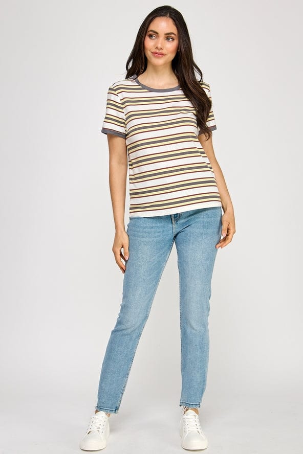 Ellison Striped Crew Neck Tee - Little Miss Muffin Children & Home