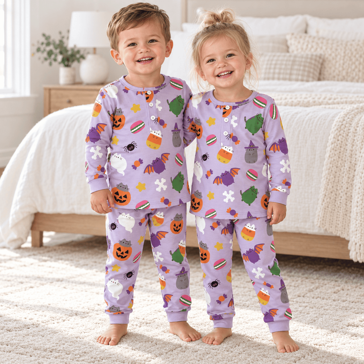Lulu Bebe Lulu Bebe Kids’ Halloween Pima Cotton 2-Piece Pajamas – Lavender - Little Miss Muffin Children & Home