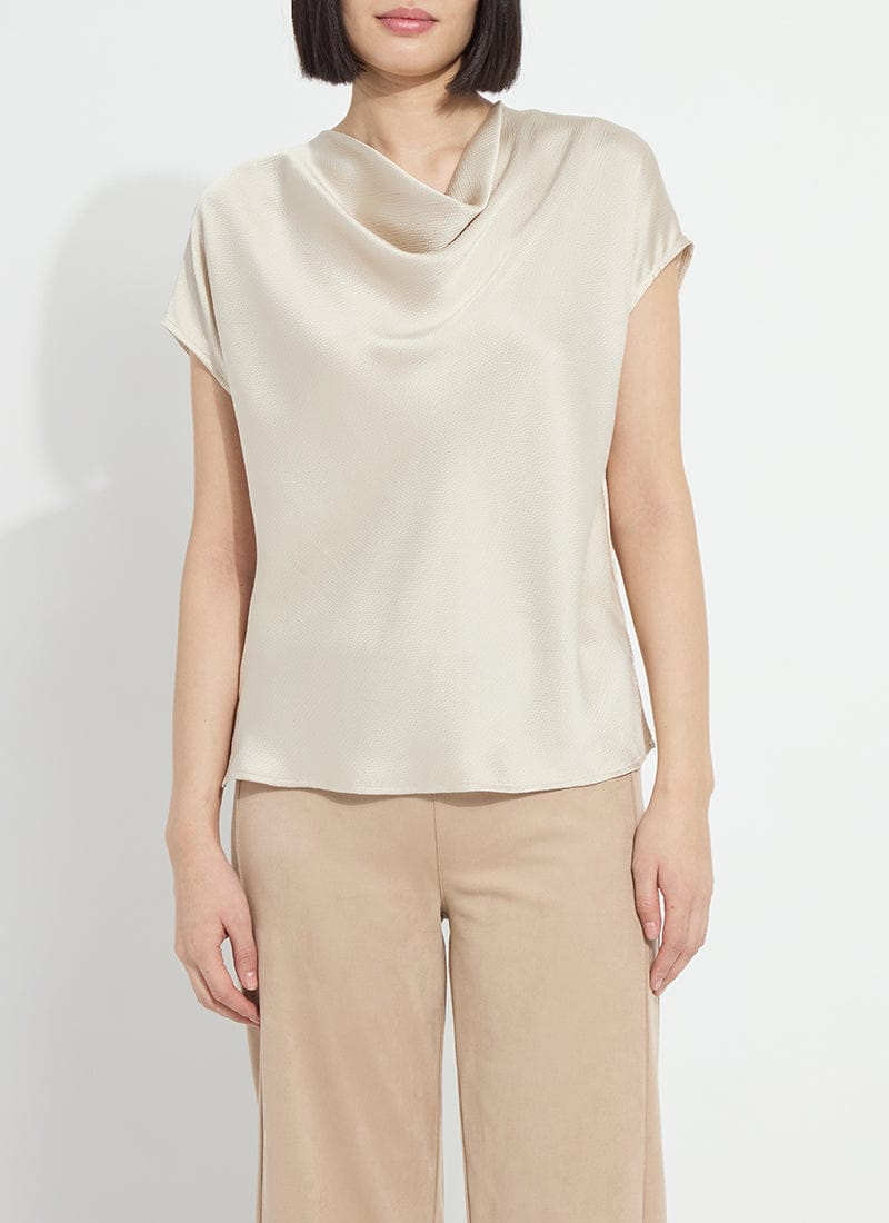 Yasmin Drape Neck Sleeveless Blouse in Travertine