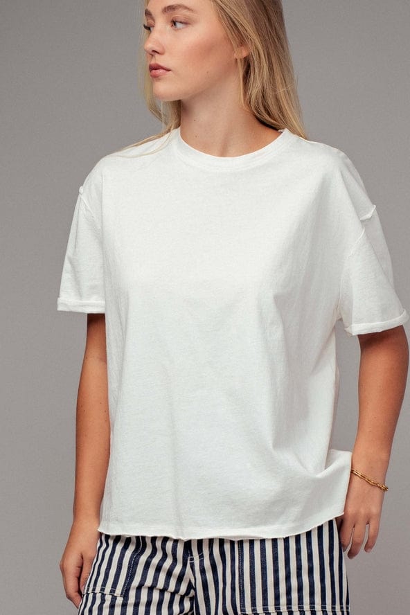 Urban Daizy Oversized Boxy Cotton Crewneck Tee in White - Little Miss Muffin Children & Home
