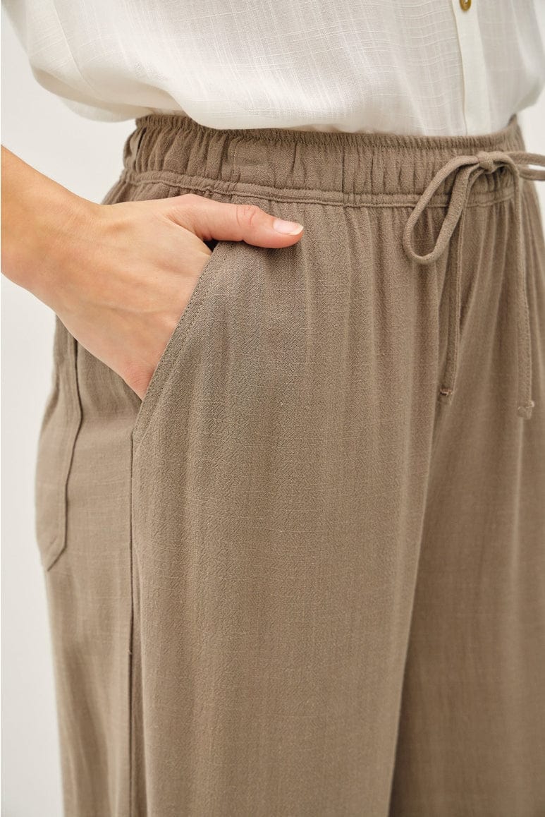 Be Cool Be Cool Linen Blend Cropped Wide Leg Pants in Khaki - Little Miss Muffin Children & Home