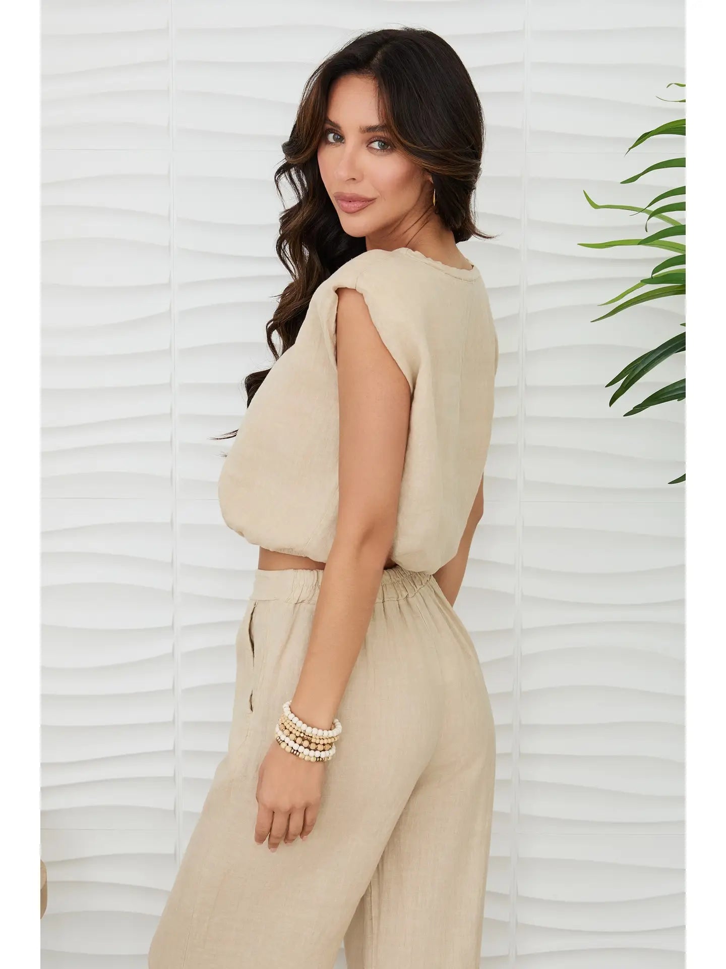 Milio Milano Italian Linen Cropped Blouson Top – Style 1