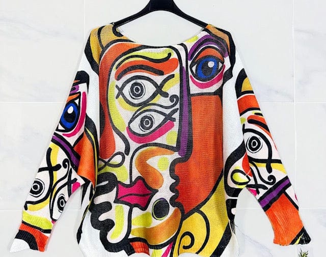 Loowie Loowie Picasso Style Round Knit Printed Sweater - Little Miss Muffin Children & Home