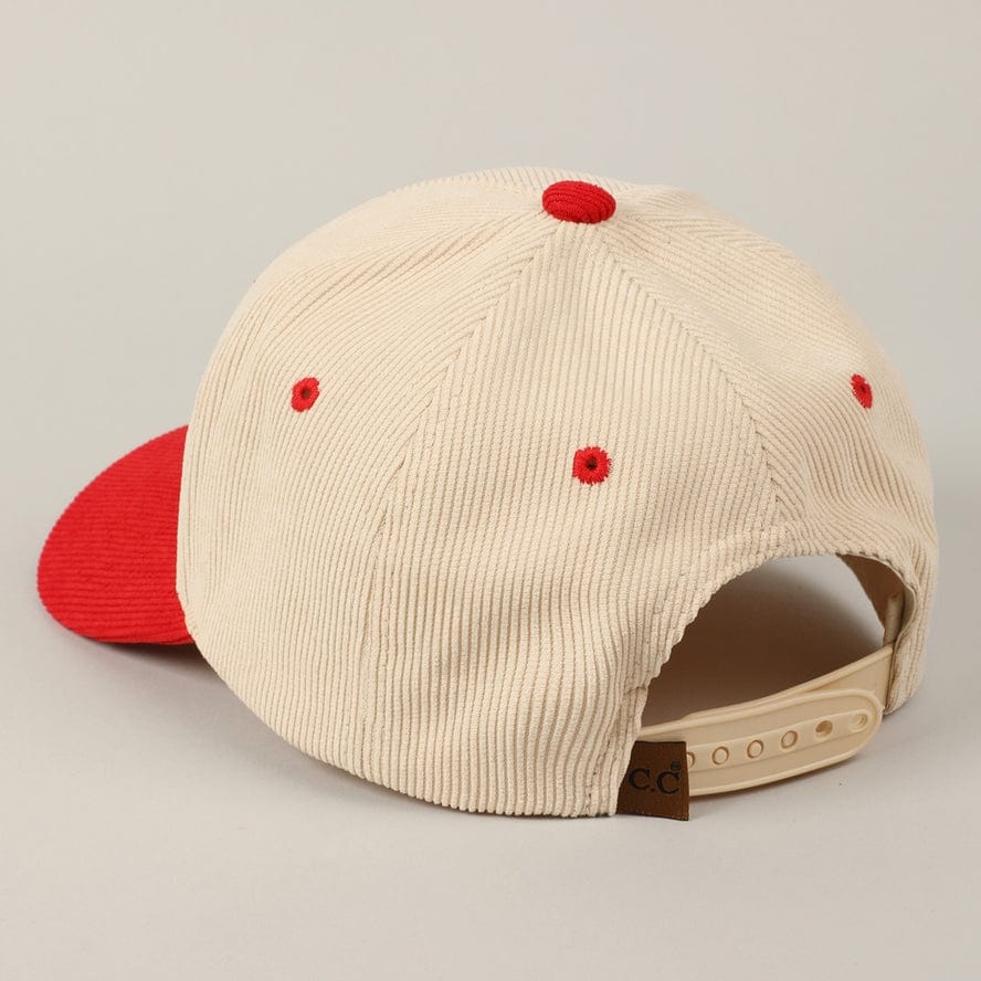 Fashion City Fashion City Heart Love Glitter Logo Two-Tone Corduroy Cap, Red - Little Miss Muffin Children & Home